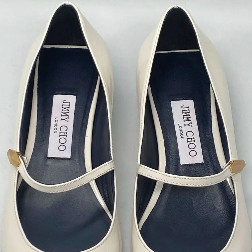 Jimmy Choo Carolyn Leather Mary Jane Flats size 38.5